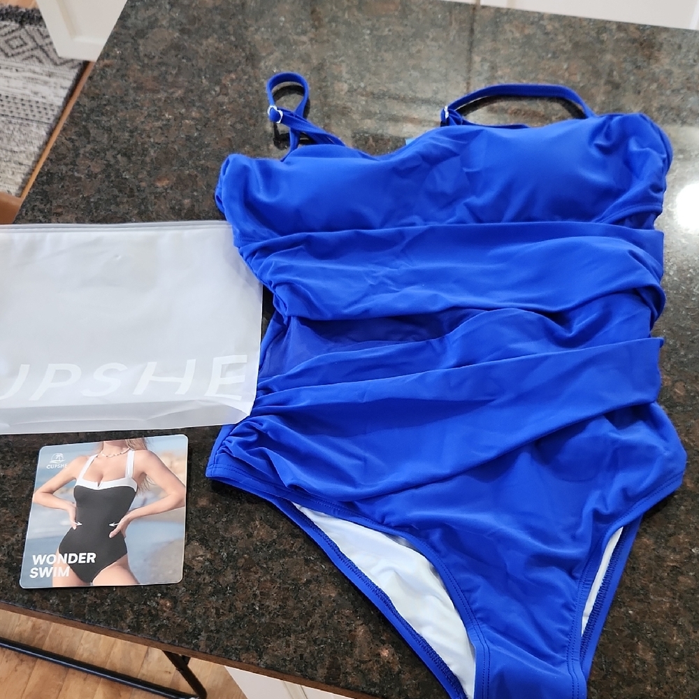 Cupshe Womens Vibrant Blue One Piece Swimsuit